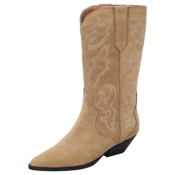 Botas Cowboy Mujer Beige