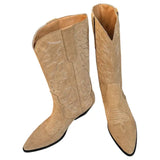 Botas Cowboy de Cuero Beige para Mujer