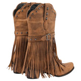 Botas Cowboy Marron con Flecos para Mujer