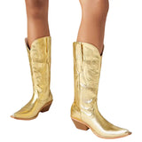 Botas Cowboy Doradas para Mujer