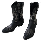 Botas Cowboy de Piel Negro para Mujer