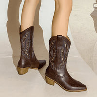 Botas Cowboy Mujer de Piel Marrón