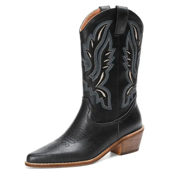 Botas Cowboy Mujer de Piel Negras