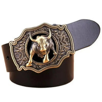 Cinturón Vaquero Texas de Cuero Negro para Hombre