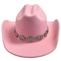 Sombrero Vaquero Rosa con Conchos